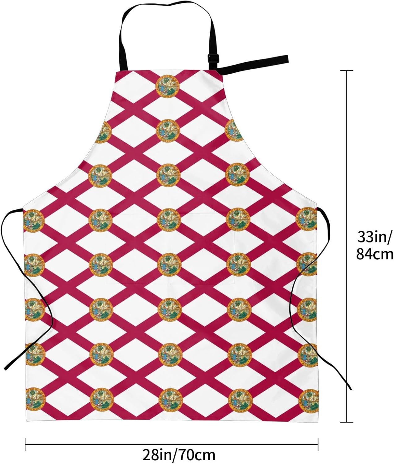 Florida State Flag print Waterproof apron with pocket adjustable cooking apron for adult kitchen bibs to bake