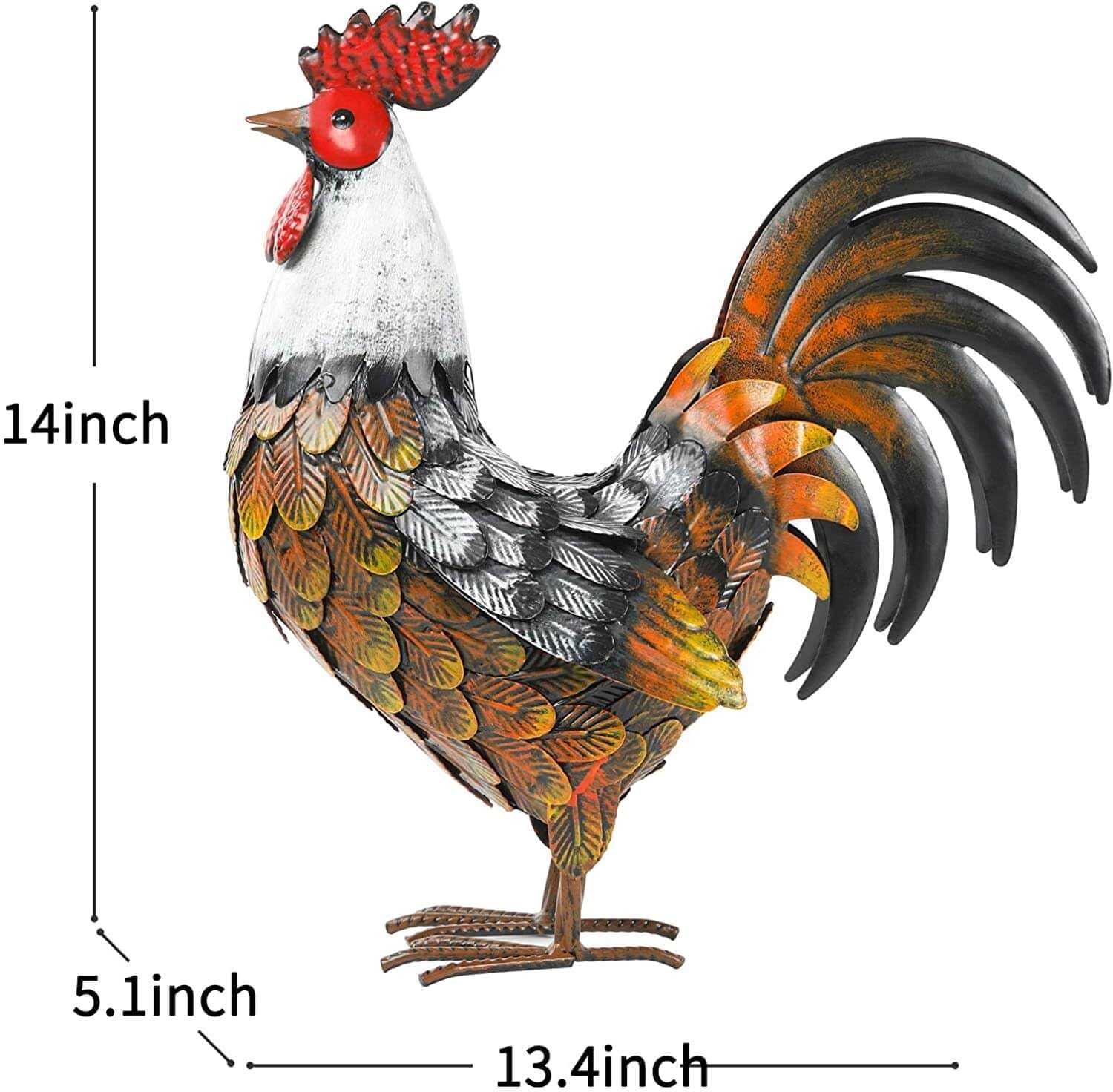 Kircust Garden Rooster Statues & Sculpture, Metal Chicken Animal Yard 