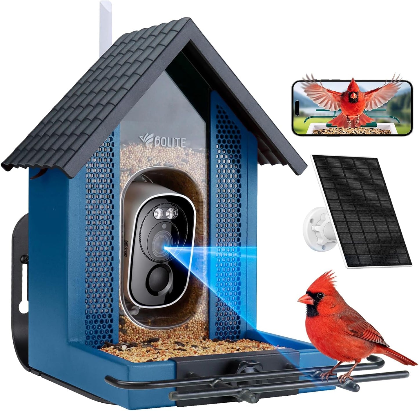 Smart Bird Feeder with Camera 2.5K HD, BOLITE Bird House for Outdoors,