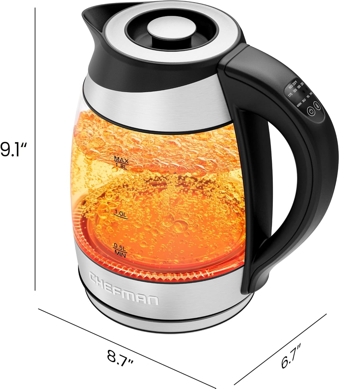 Chefman Electric Kettle with Temperature Control, 5 Presets LED Indica