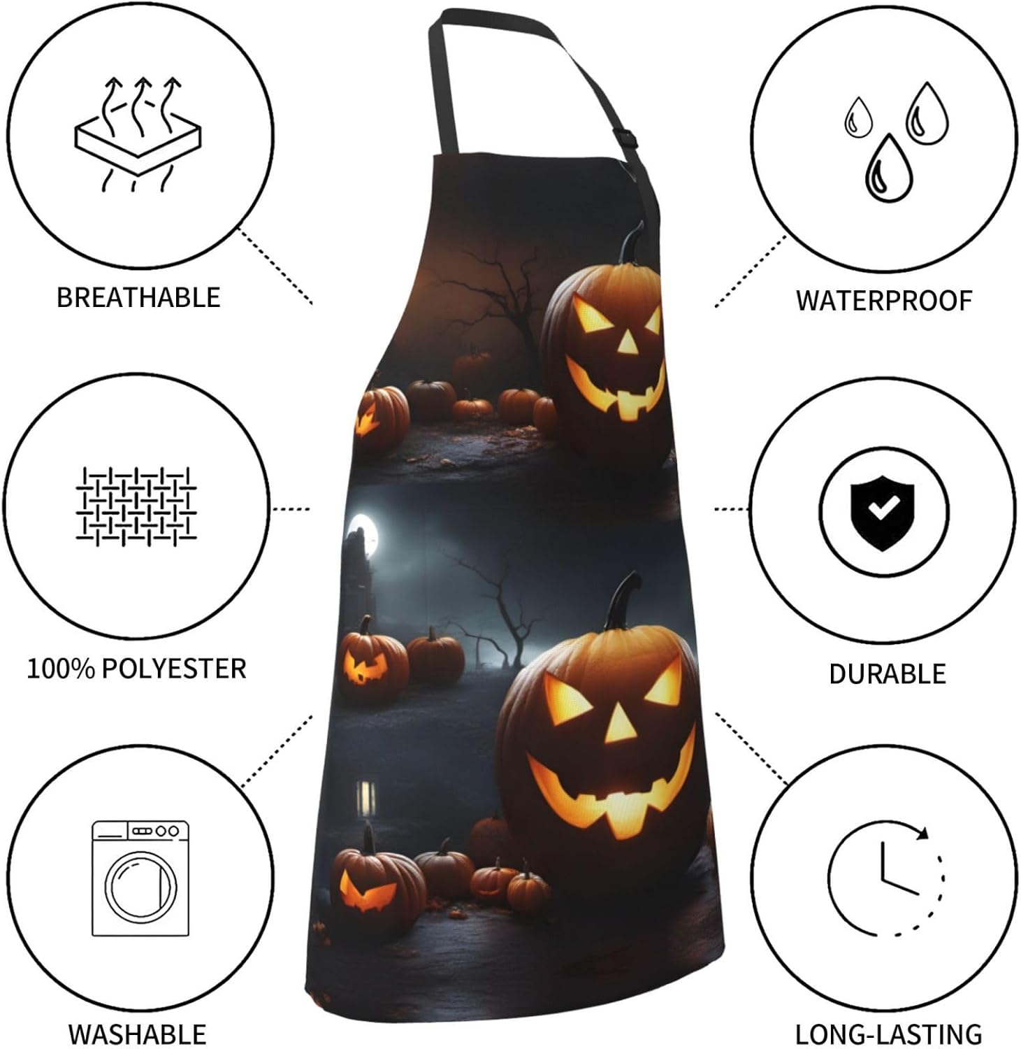 Halloween Pumpkin print Waterproof chef's apron with pocket apron for 