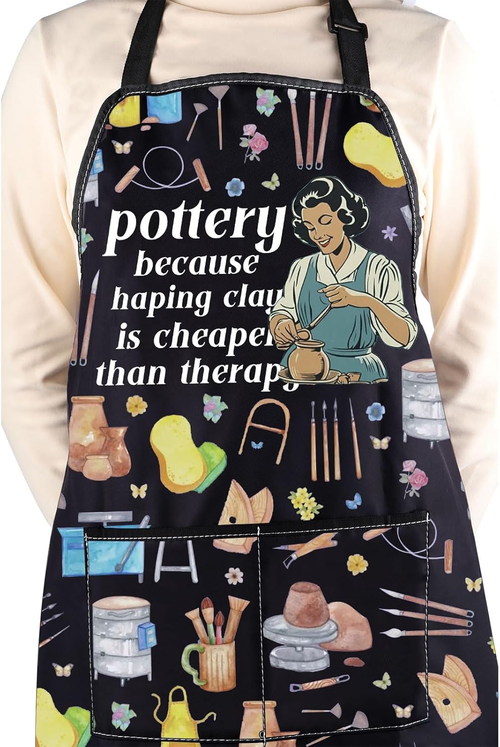 WCGXKO Pottery Gift Ceramic Artist Gift Funny Pottery Kitchen Apron Cl