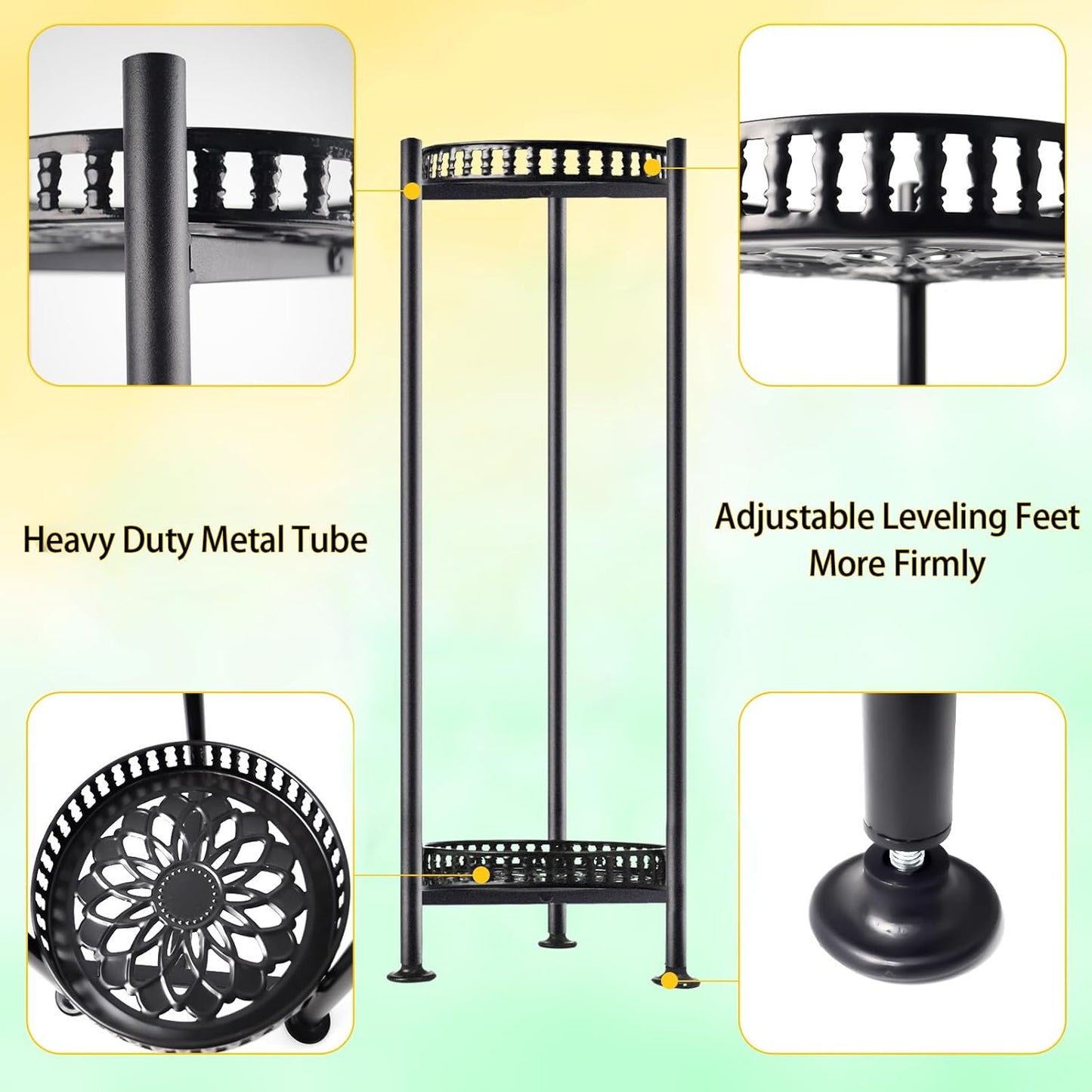Plant Stand Indoor Outdoor, 30'' Tall Plant Stands, 2 Tier Metal Plant