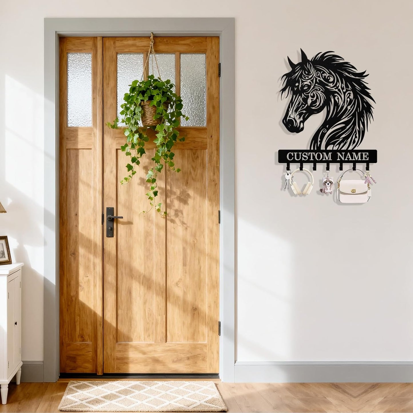 Personalized Horse Key Holder Wall Mount, Custom Metal Keys Holder for