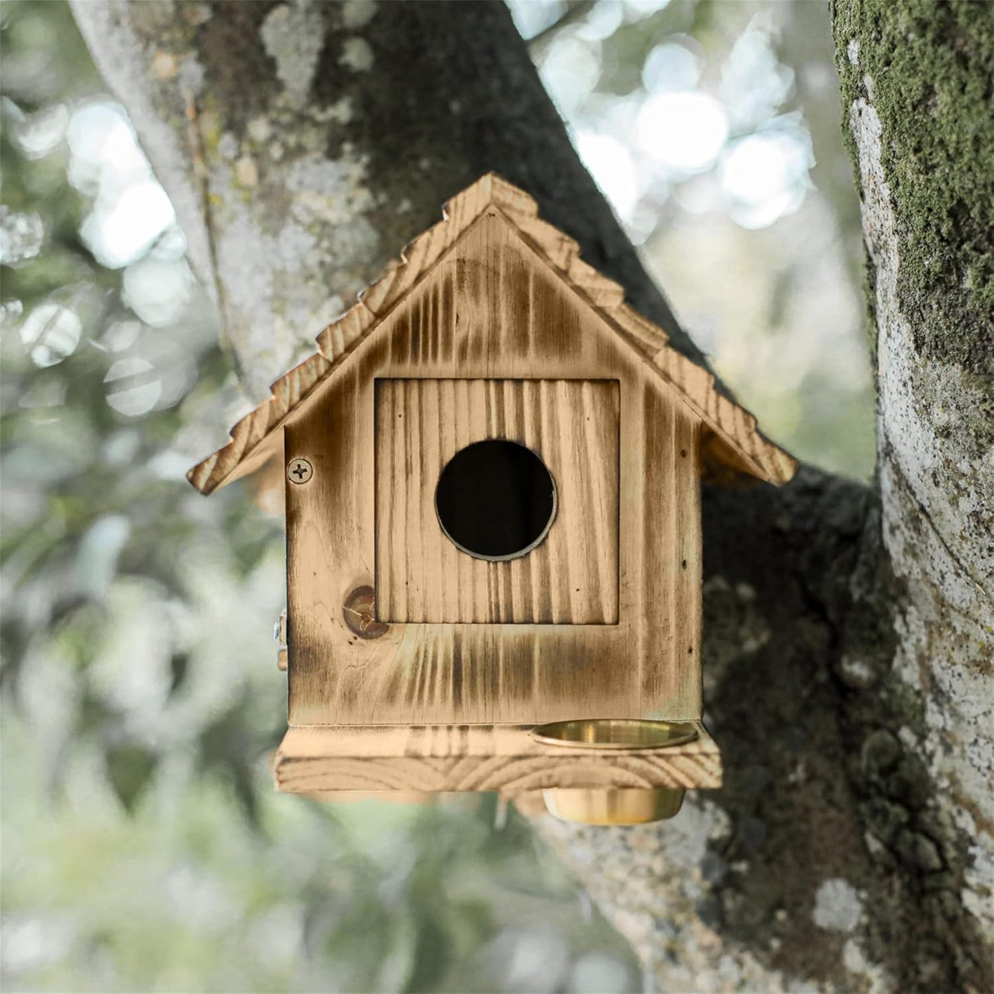 Bird House for Outside - Wooden Bluebird House - Weatherproof Outdoor Birdhouse for Garden Birds - Durable Nesting Box for Wild Bird Watching & Garden Decoration