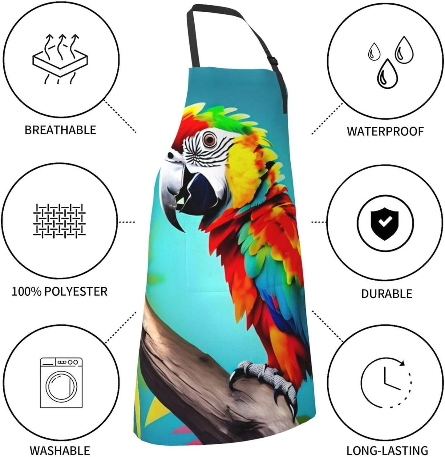 Parrots On Tree print Waterproof apron with pocket adjustable cooking apron for adult kitchen bibs to bake