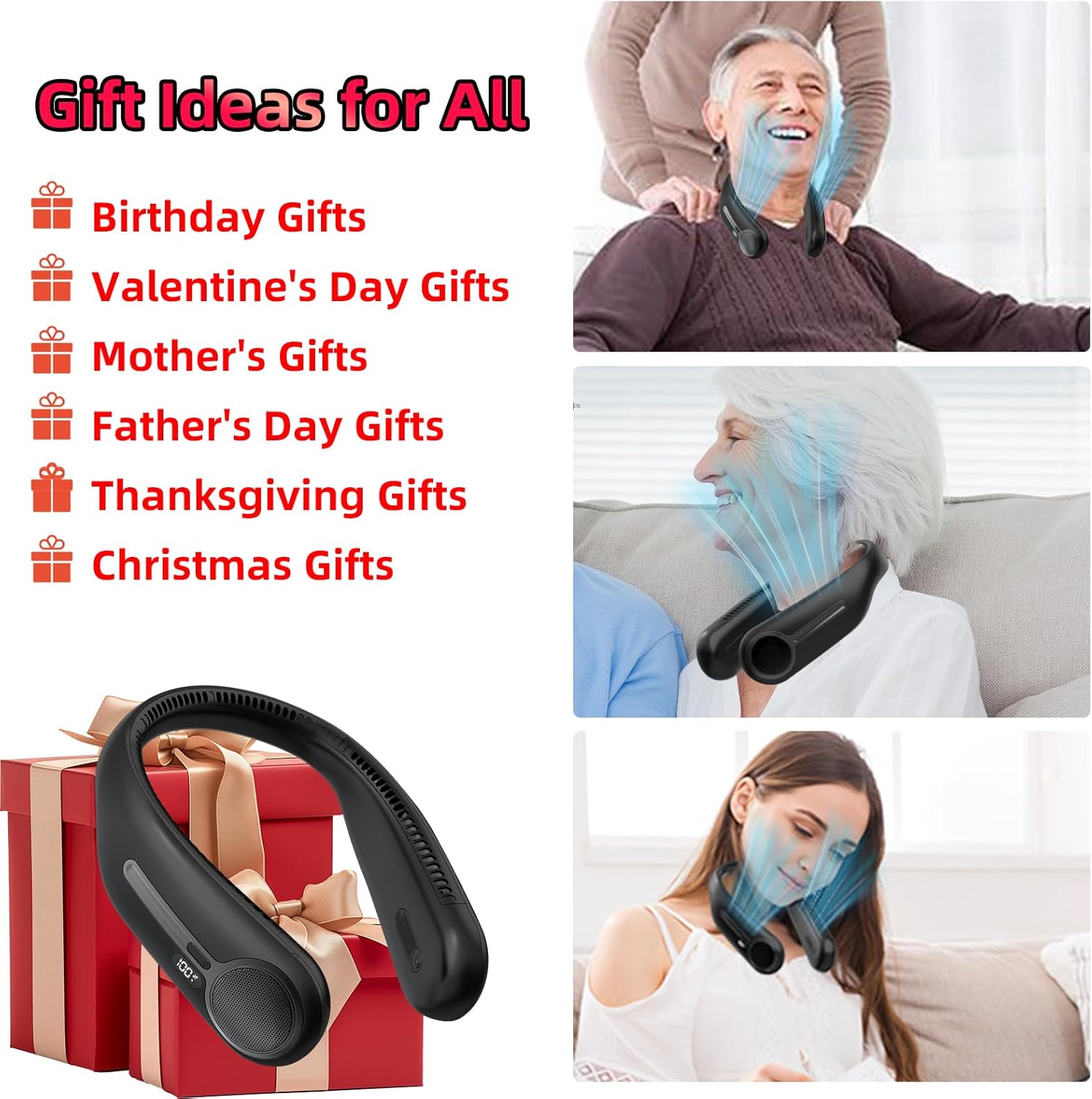 Portable Neck Fan,Hands Free Personal Wearable Bladeless Fan,6000mAh U