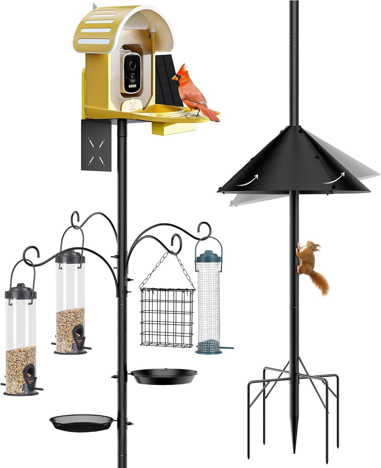 Bird Feeder Pole Squirrel Proof, 92 Inch Heavy Duty Bird Feeder Pole for Outdoor Feeding Station with Stable Base (House Not Included)