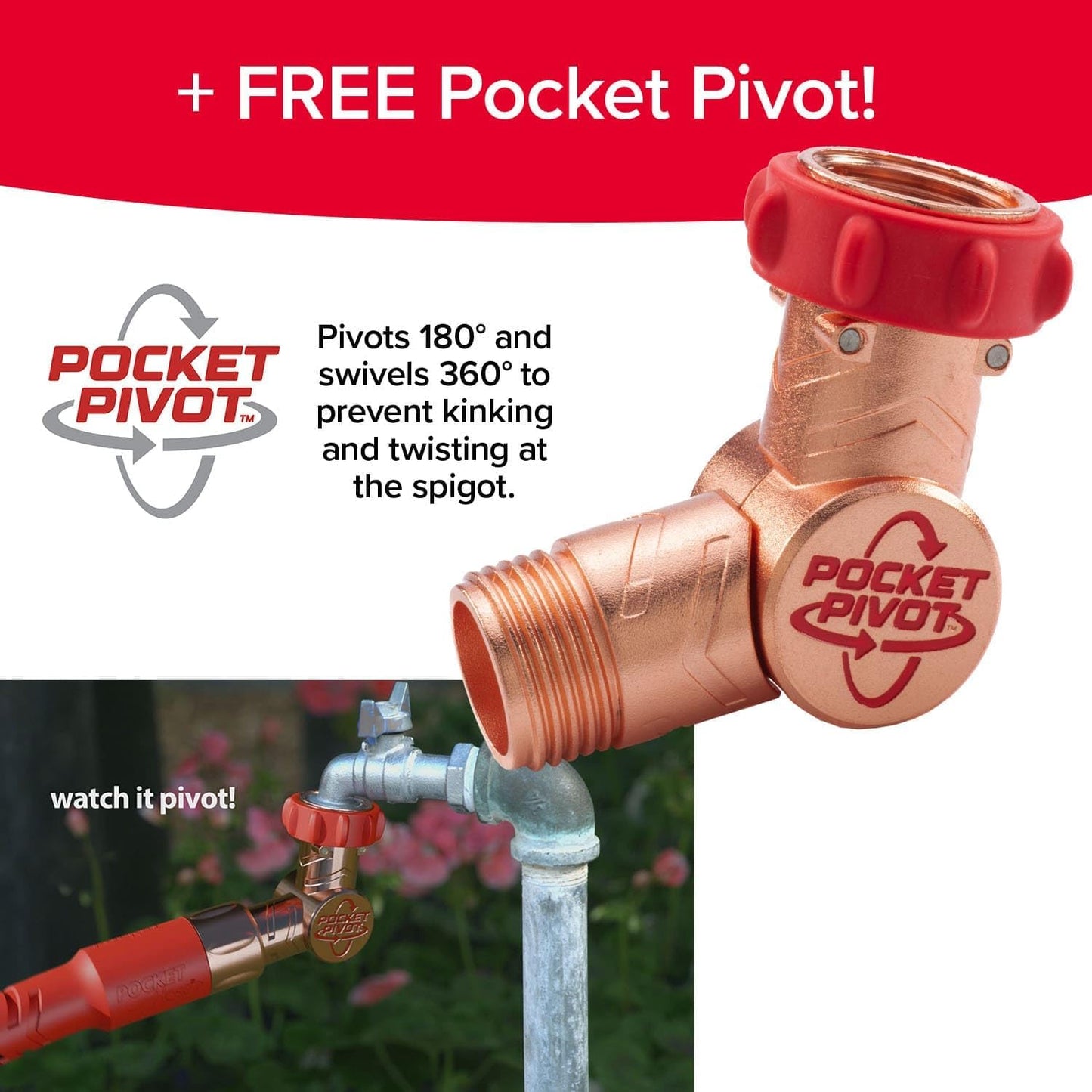 Pocket Hose 25 FT Copper Head Expandable Garden Hose with Pocket Pivot