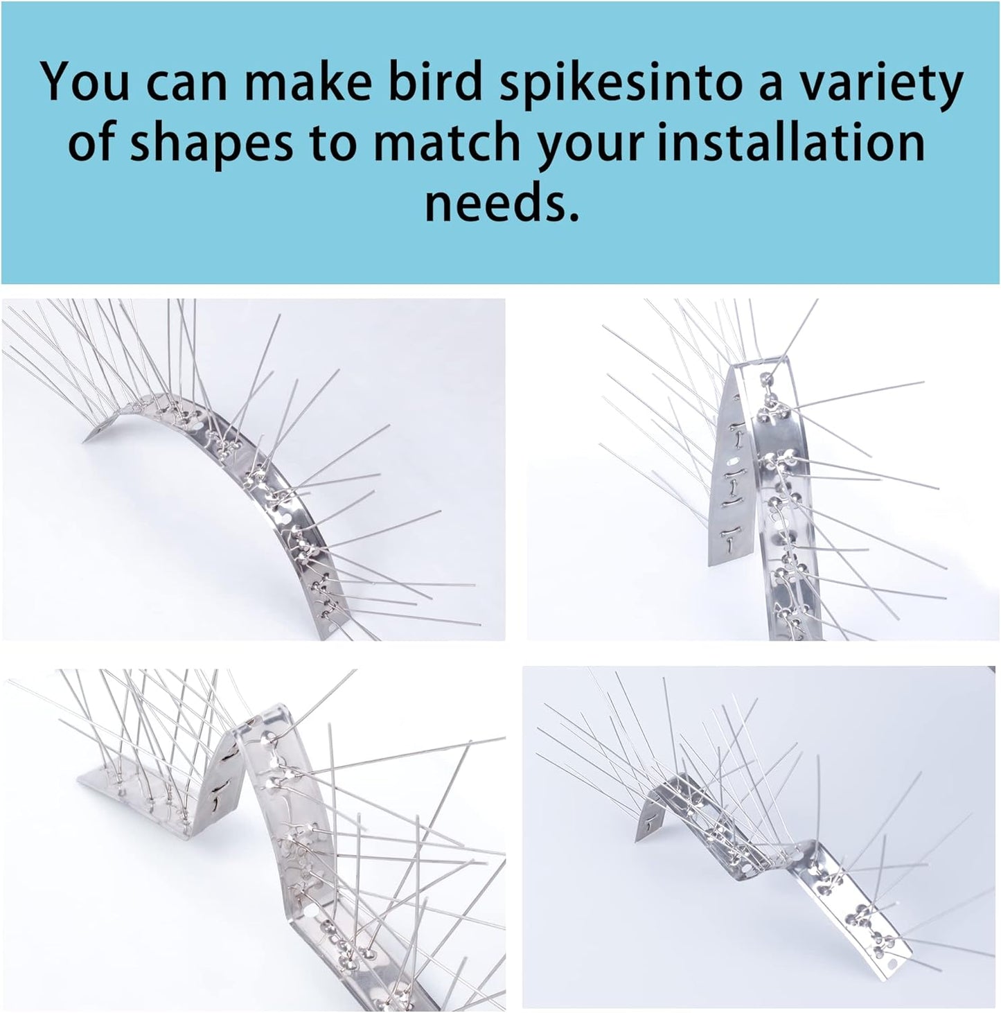 Hausse Stainless Steel Bird Spikes 4 Pack, Squirrel Small Birds Pigeon