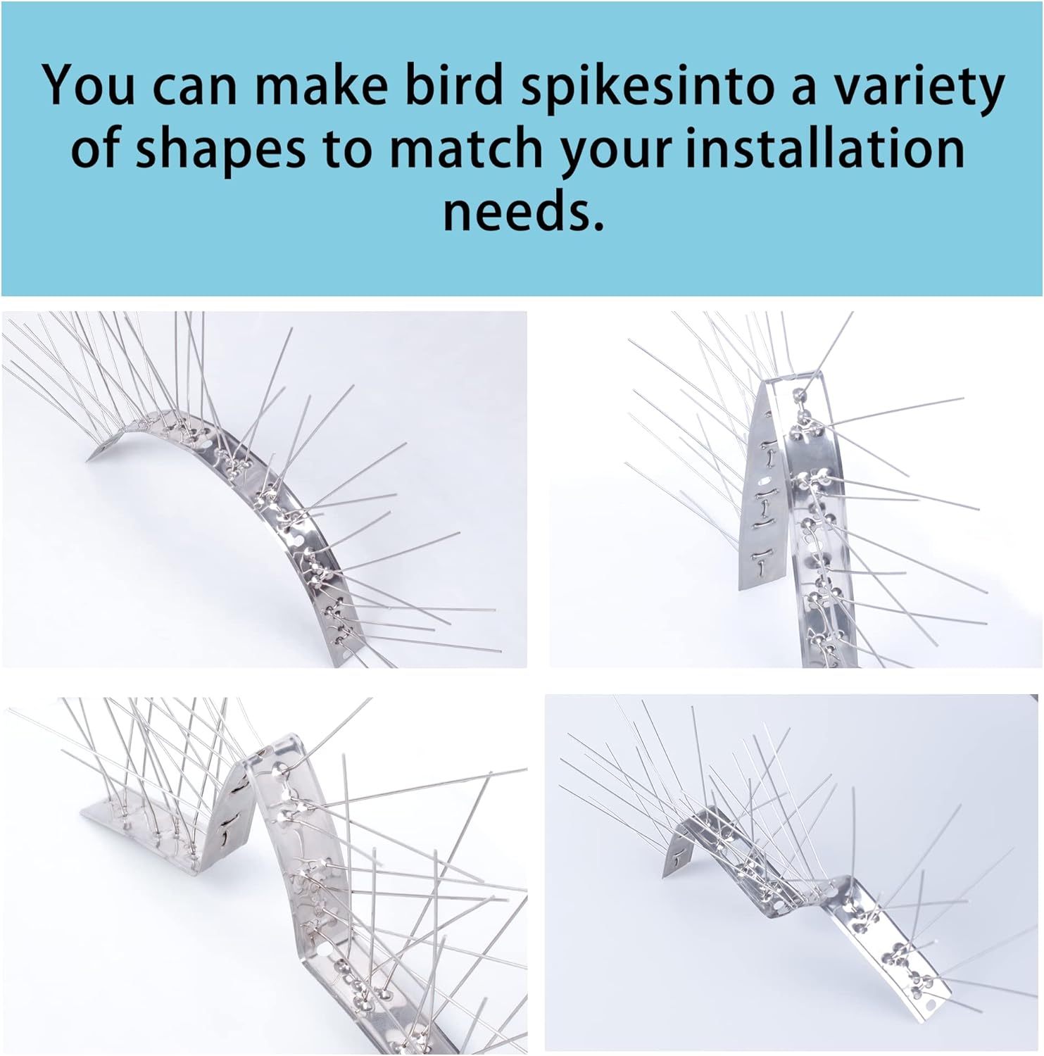 Hausse Stainless Steel Bird Spikes 4 Pack, Squirrel Small Birds Pigeon