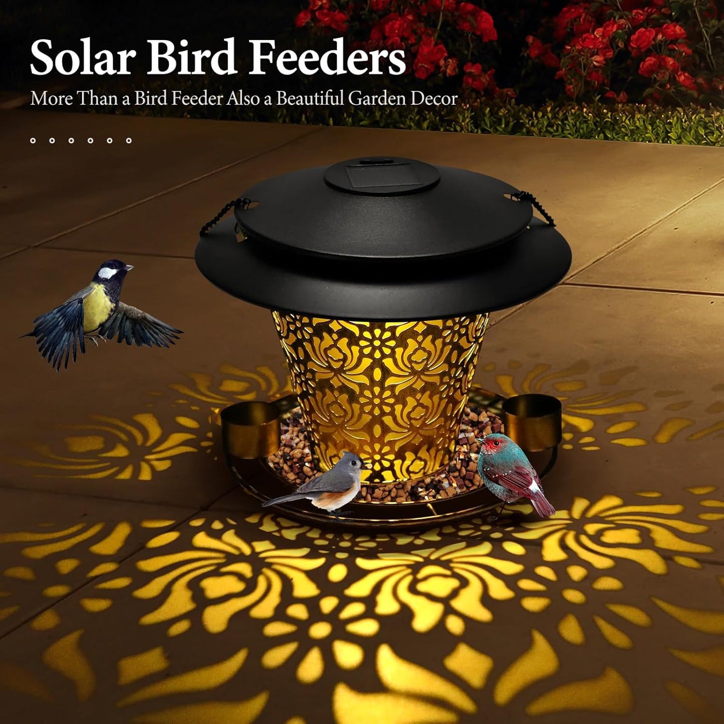 Solar Bird Feeders for Outside Hanging Metal Wild Bird Feeder Solar La