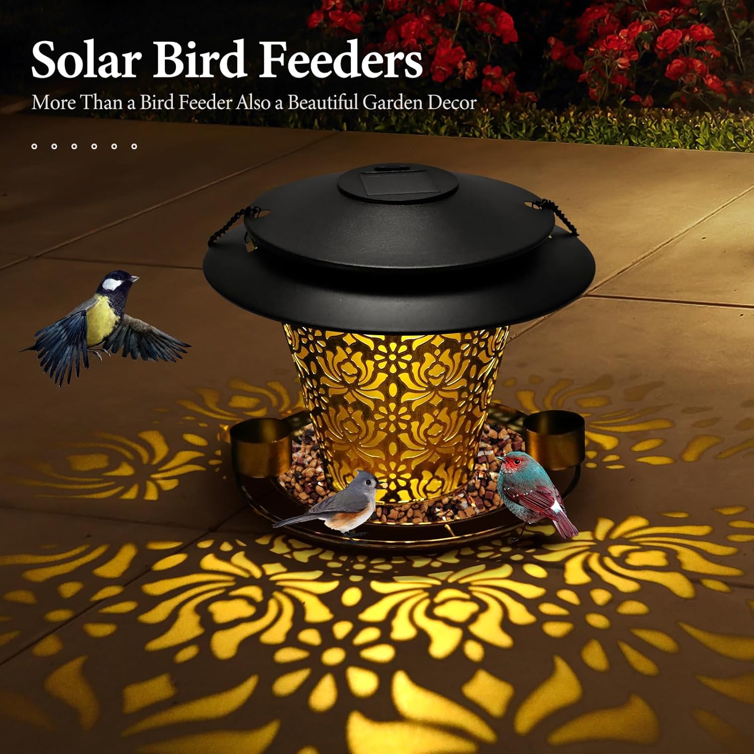 Solar Bird Feeders for Outside Hanging Metal Wild Bird Feeder Solar La
