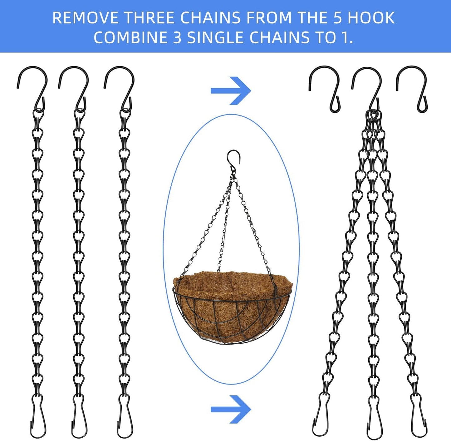 Chain for Hanging Plants,10 Pack 12.5-Inch Garden Plant Hangers for Hanging Bird Feeders,Planters,Lanterns,Wind Chimes, Chalkboards, and Ornaments.Small Chains Perfect for Indoor and Outdoor Decor