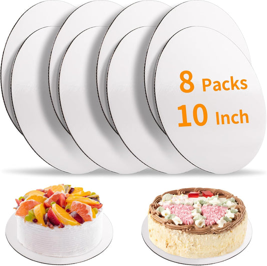 8 Pcs Cake Boards, White Cake Boards 10 inch Round, Food-Graded Cardbo