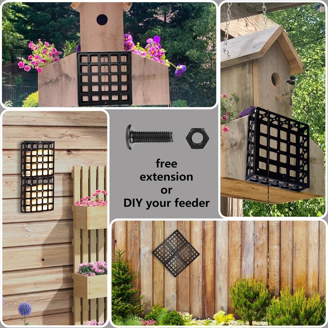 Suet Bird Feeder for Outdoors - Freestyle for Wall Mounting/Hook Hanging/DIY Creatives - One Cake Capacity Cage for Feeding Wild Birds Outside/Backyard/Garden