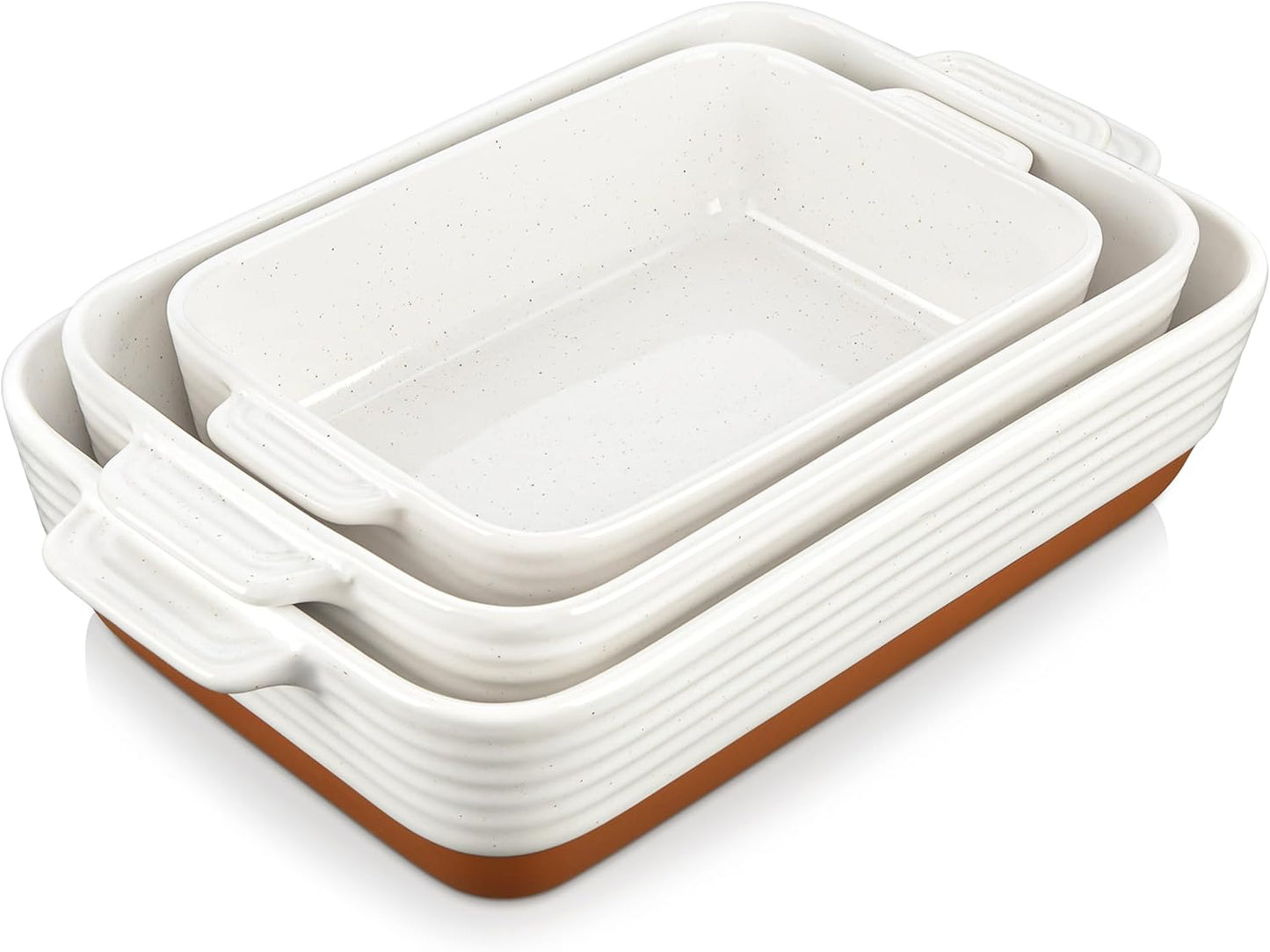 MALACASA Casserole Dishes for Oven, Ceramic Baking Dishes Set of 3, Ba