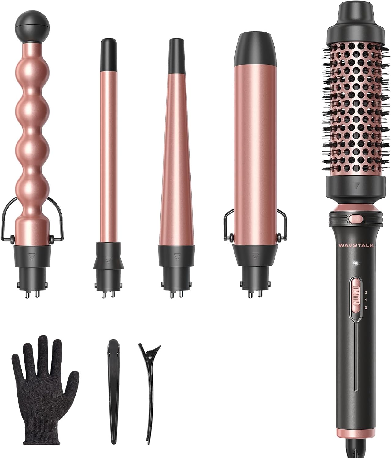 Wavytalk 5 in 1 Curling Wand Set, Multi Curl, Curling Wand Set with Th