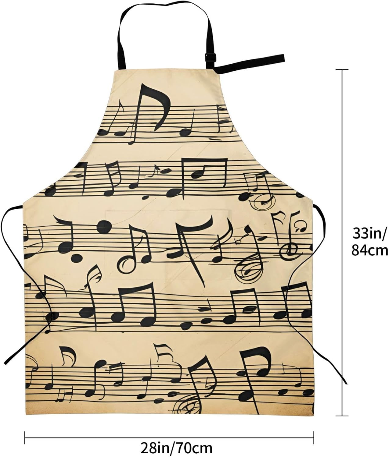 YANYU Musical Notes Print 28x33 In Kitchen Apron Stylish Chef Apron with Pockets for Cooking Baking Painting