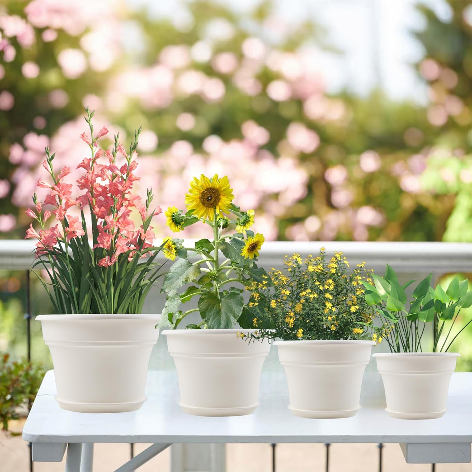 6 Inch Plastic-Flower Pot-for-Indoor Plants, 6 Pack Outdoor Plant Pots