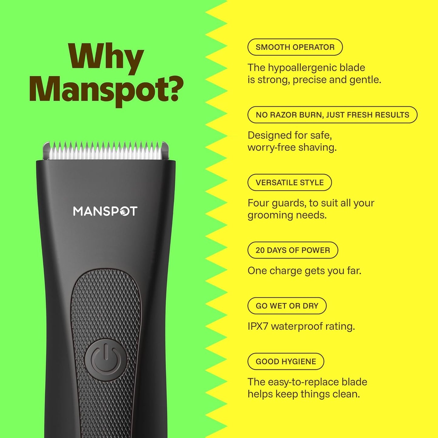 MANSPOT Manscape Groin & Body Hair Trimmer for Men, Electric Ball Pubi