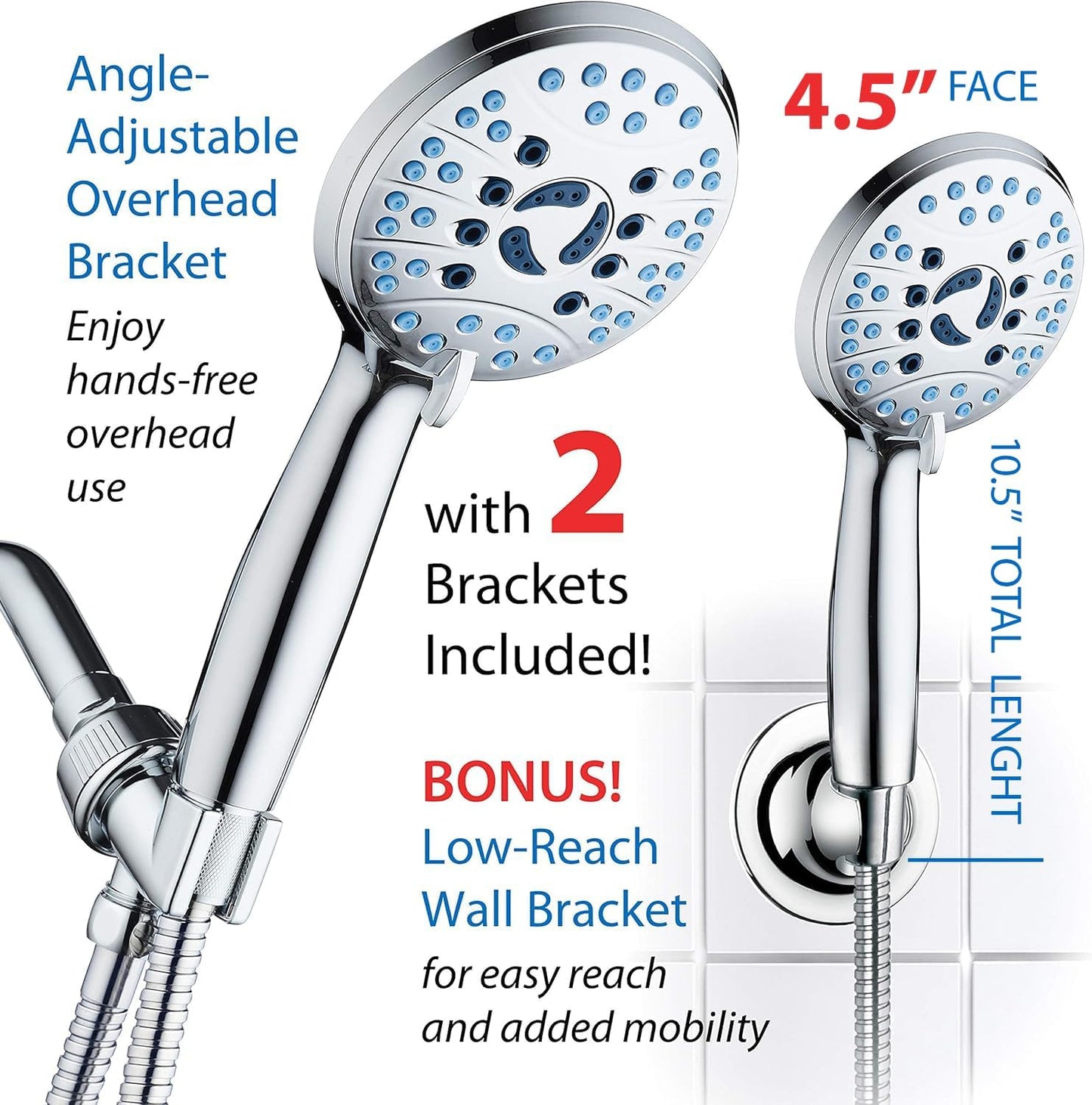 AquaCare High Pressure 8-mode Handheld Shower Head - Anti-clog Nozzles