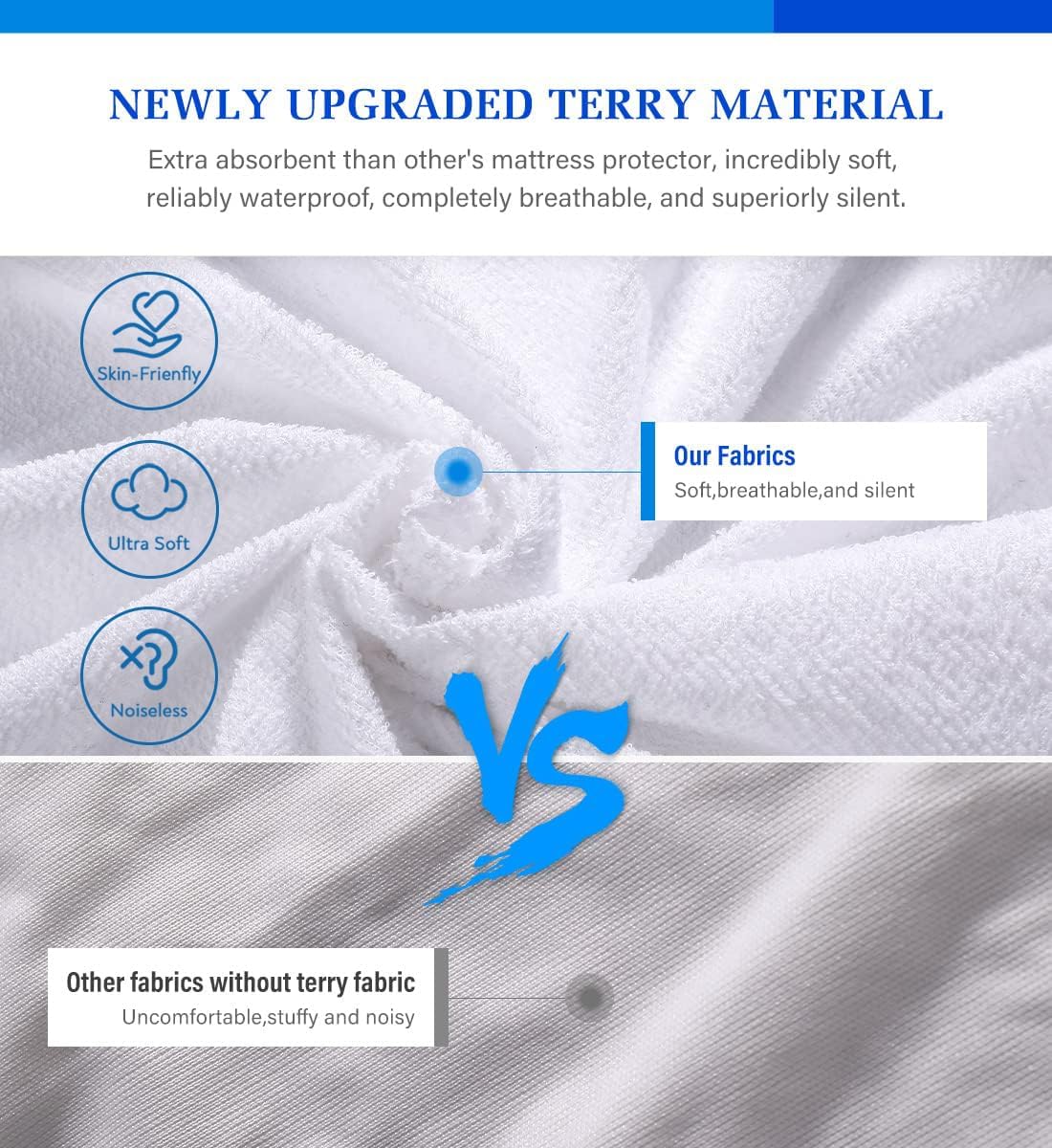 Twin Mattress Protector Waterproof Mattress Topper Cover Super Noiseless Soft & Breathable for Kids Bed Cover,Terry Twin Mattress Pad for Kids Pets Adults Fitted Bed Sheets Twin 39"x75"