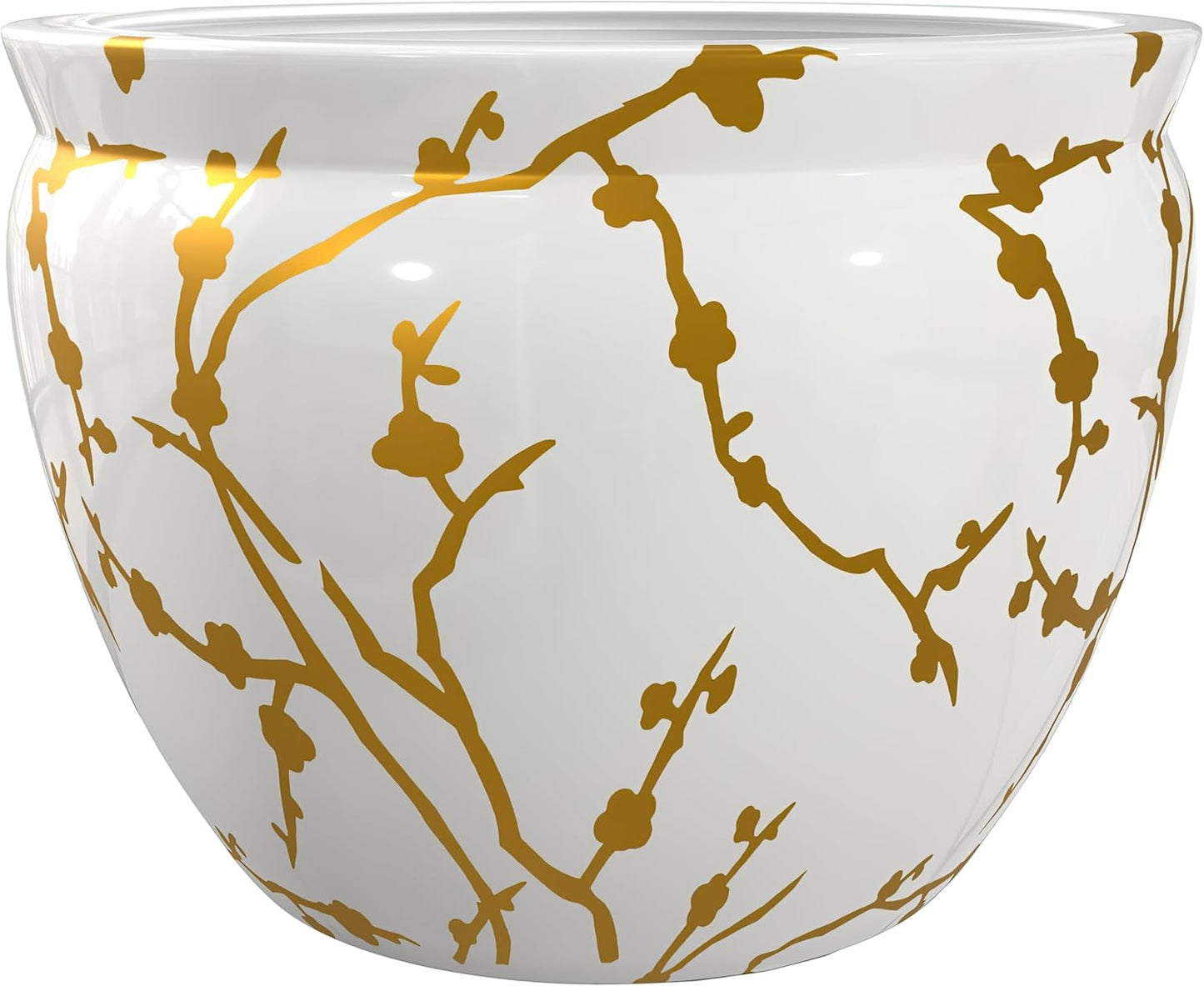 Red Lantern 12" Gold Branches Fishbowl Planter or Cachepot for Indoor/Outdoor Use in Garden Entryway Living Room Boho Eclectic Modern Contemporary Classic Traditional Style Decor