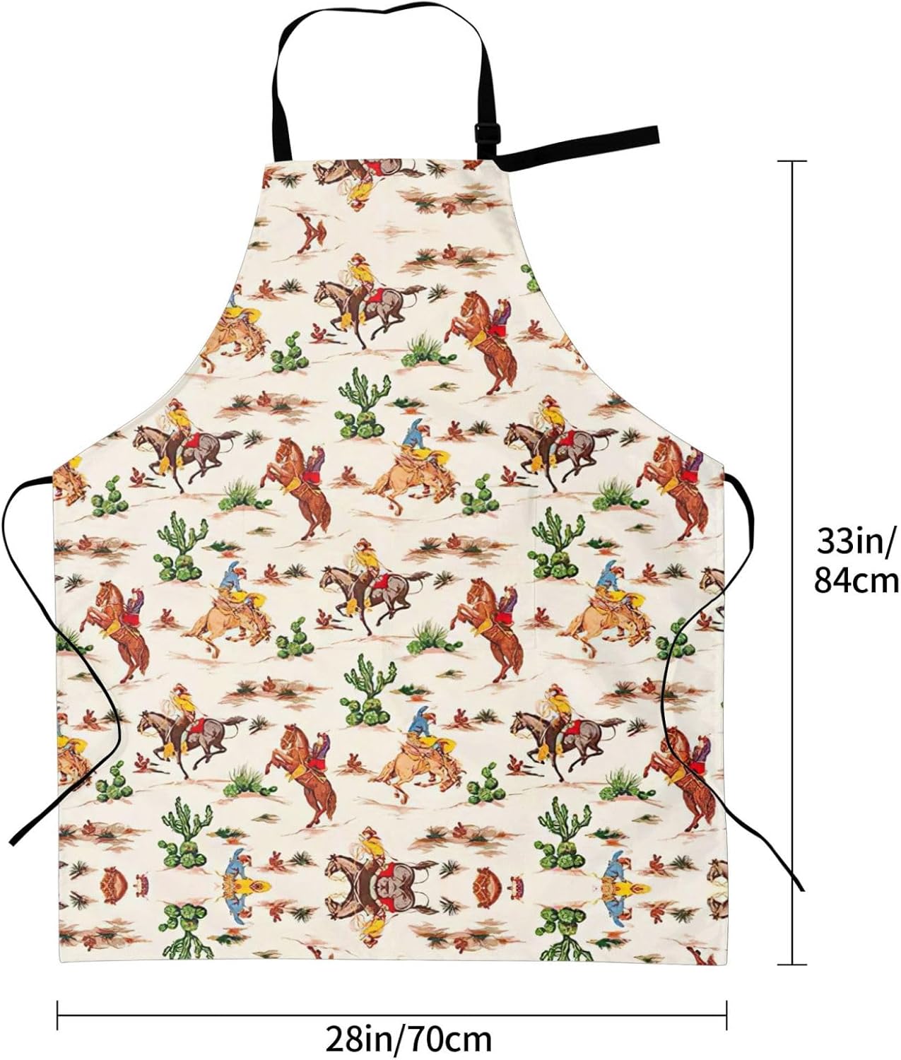 Cowboy Ride Horse Print Laundry apron 28x33 In Waterproof Kitchen Apron with Pockets for Cooking Baking
