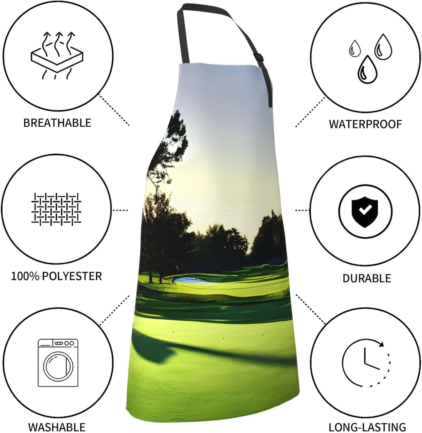 YANYU Golf Course Print 28x33 In Kitchen Apron Stylish Chef Apron with Pockets for Cooking Baking Painting