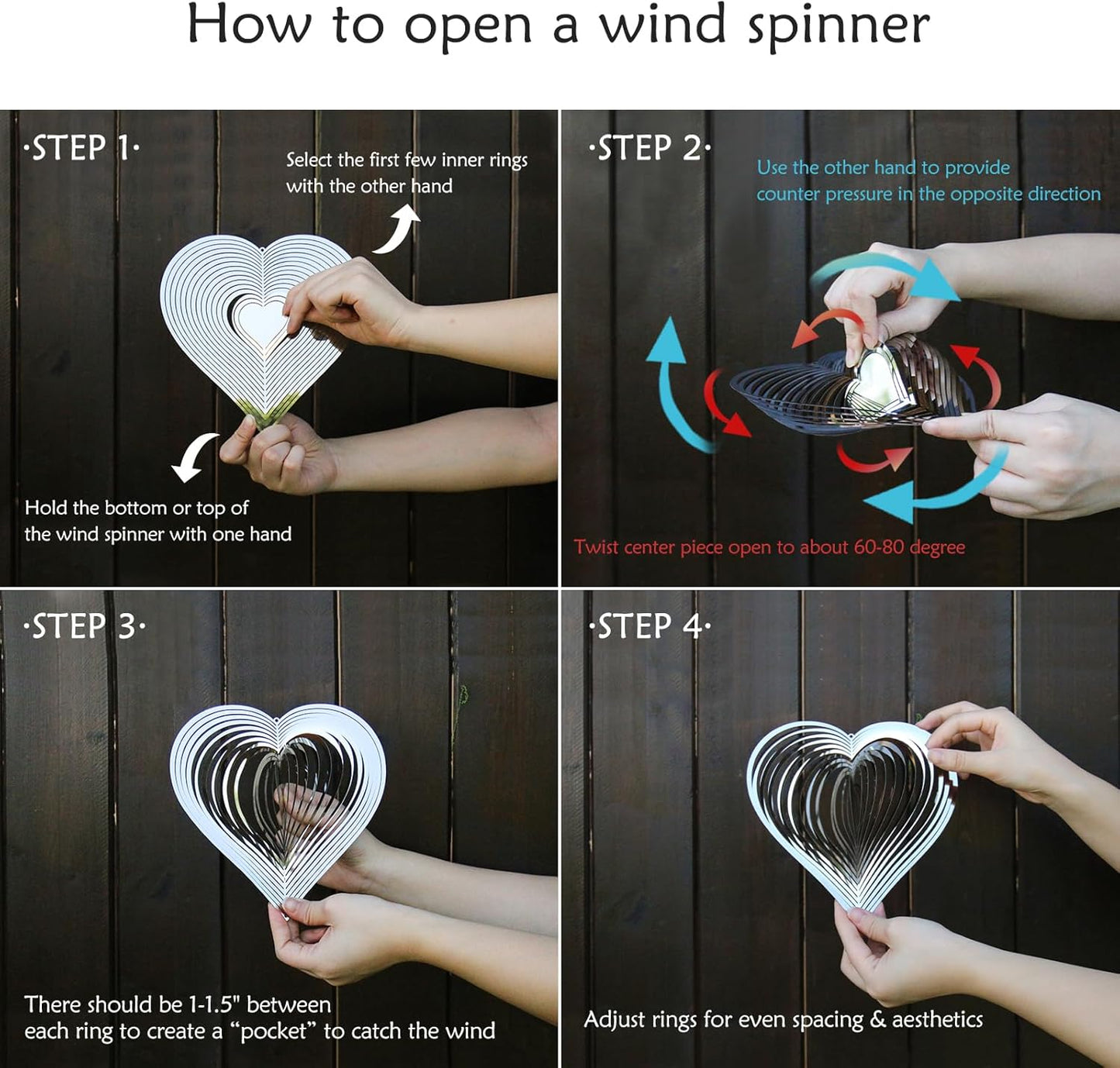 Wind Spinners Outdoor, Garden Decor, Bird Deterrents for Outside, 3D Metal Yard Decorations for Patio & Porch, Unique Gardening Gifts for Women & Moms - 10in Round Shape