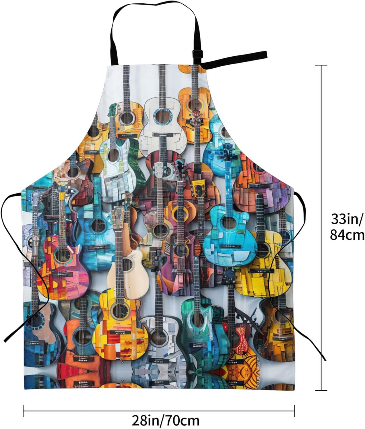 Color Acoustic and Guitars print Waterproof chef's apron with pocket a