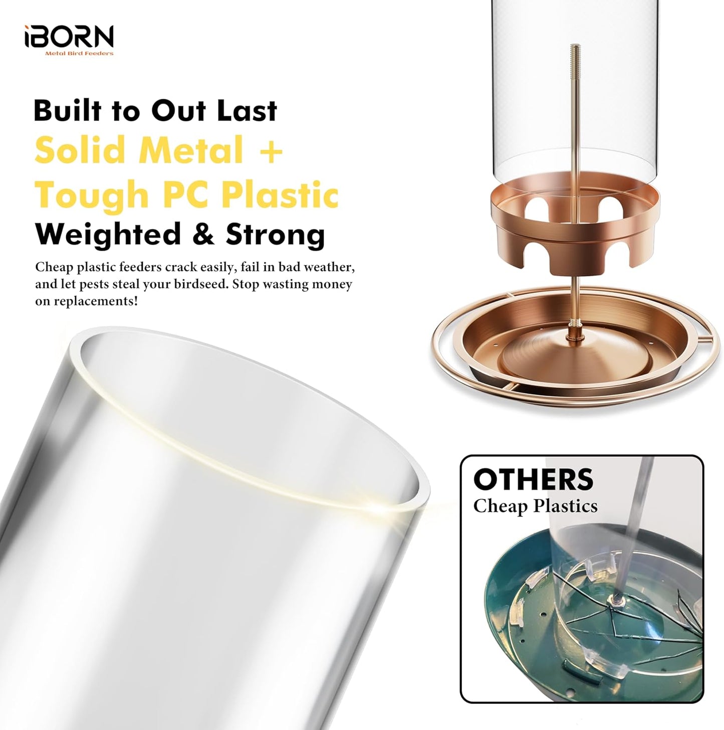 iBorn Bird Feeders for Outdoors Hanging,Metal Bird Feeders for Cardina