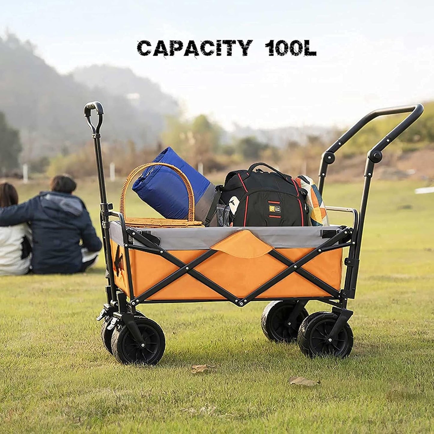 Outdoor Garden l Shopping Cart 100l Large Capacity with All-Terrain Wheels Wagon for Kids Portable Storage Garden Carts and Wagons Bearing 100kg