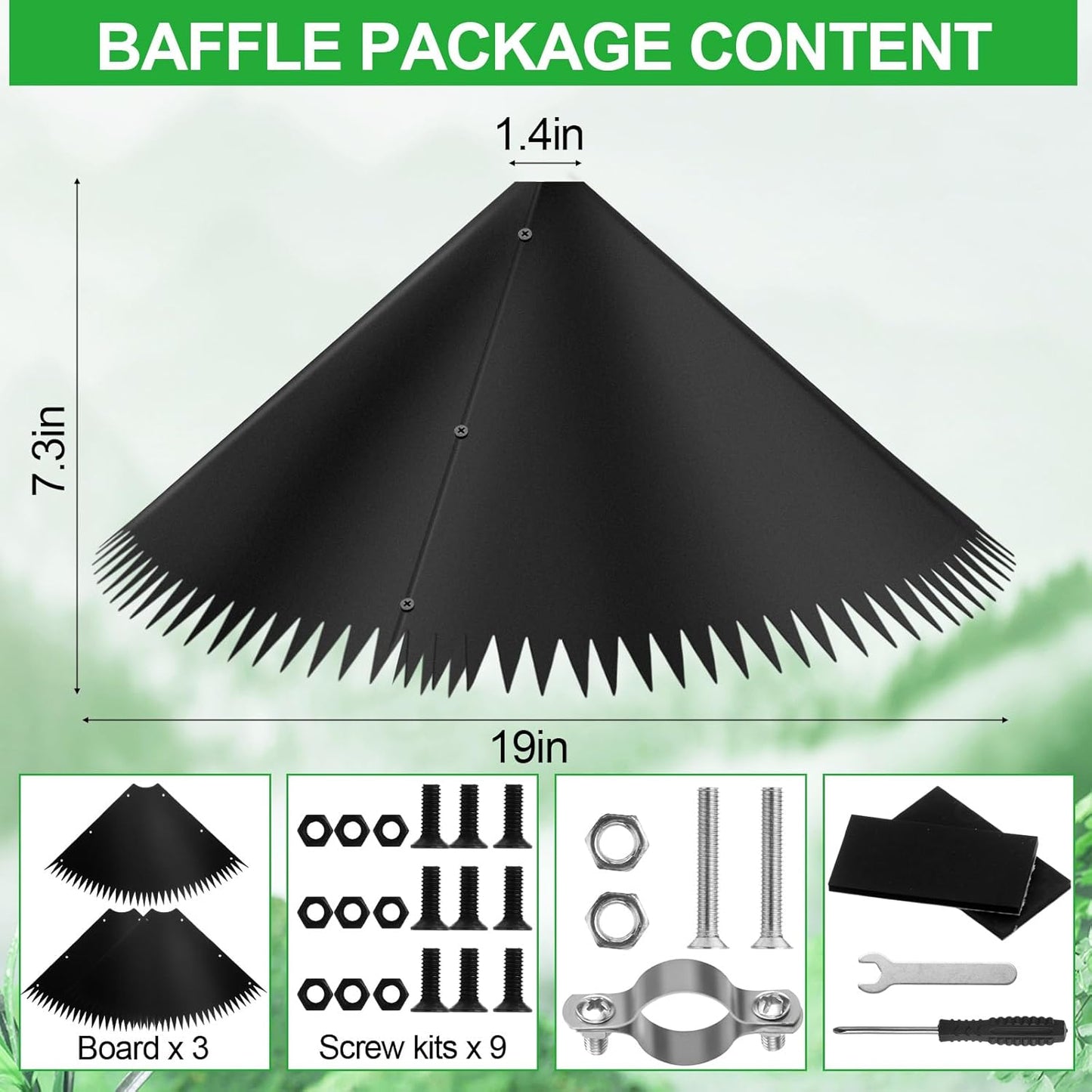 Qualirey 2 Pcs Squirrel Baffle for Bird Feeder, Plastic Guard Stopper Keep Squirrels Off Bird Feeder Pole for Outdoor Shepherd's Hook House(Black,19 Inch)