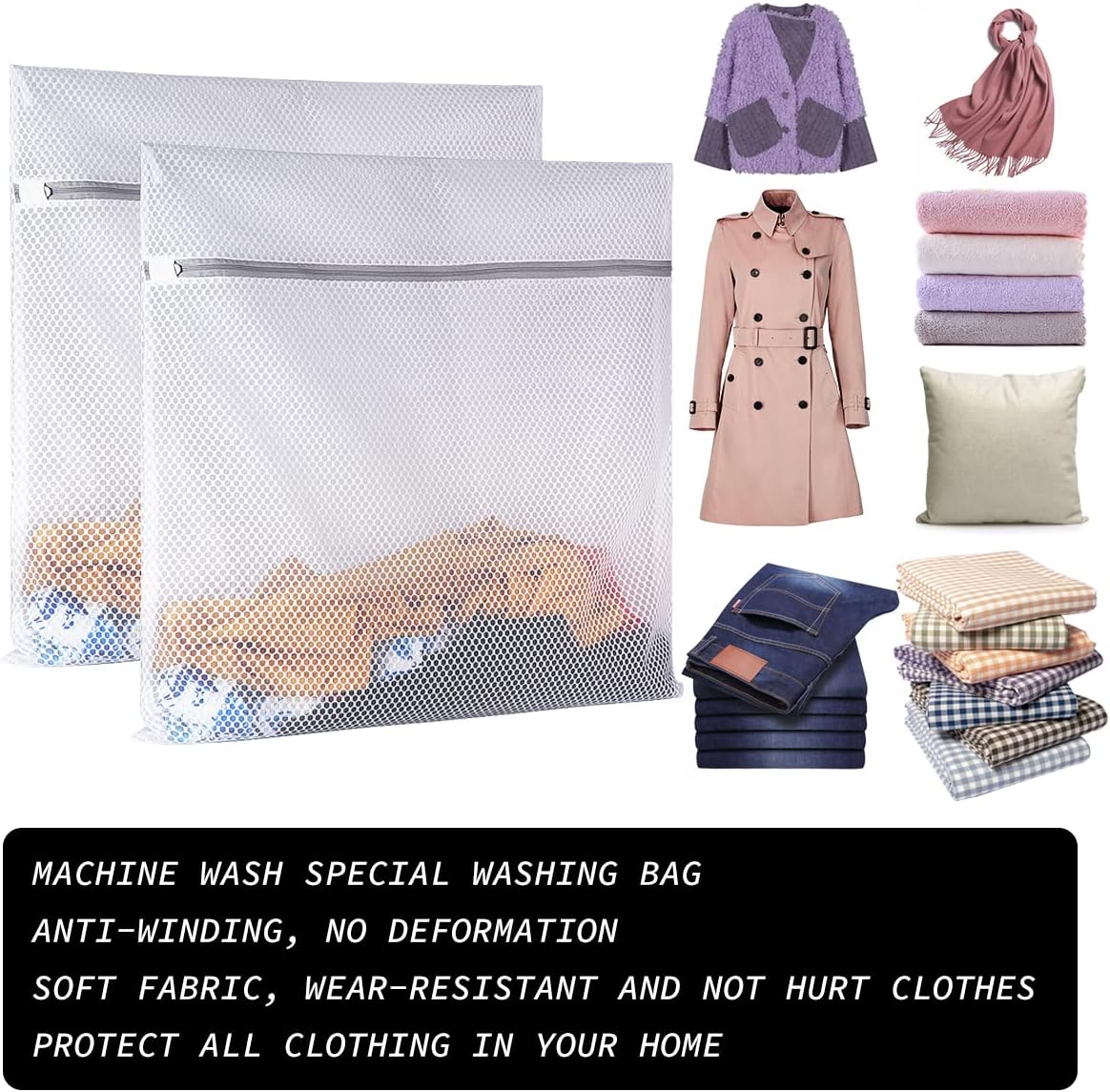 2 XX-Large Honeycomb Mesh Laundry Bag Delicates Durable for Washing Ma
