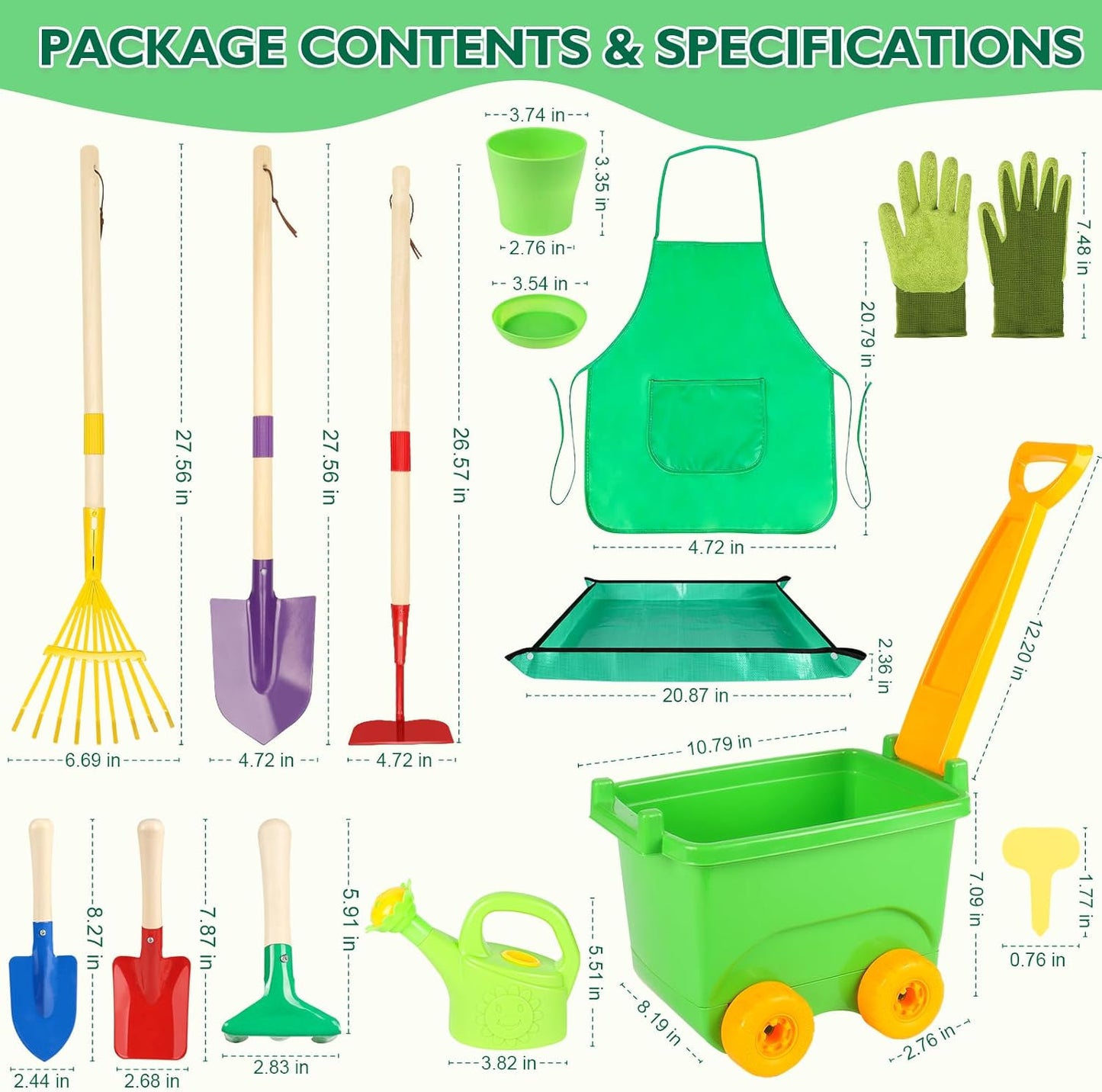 Kids Gardening Set, Outdoor Toys with Wheelbarrow and Kids Garden Tool