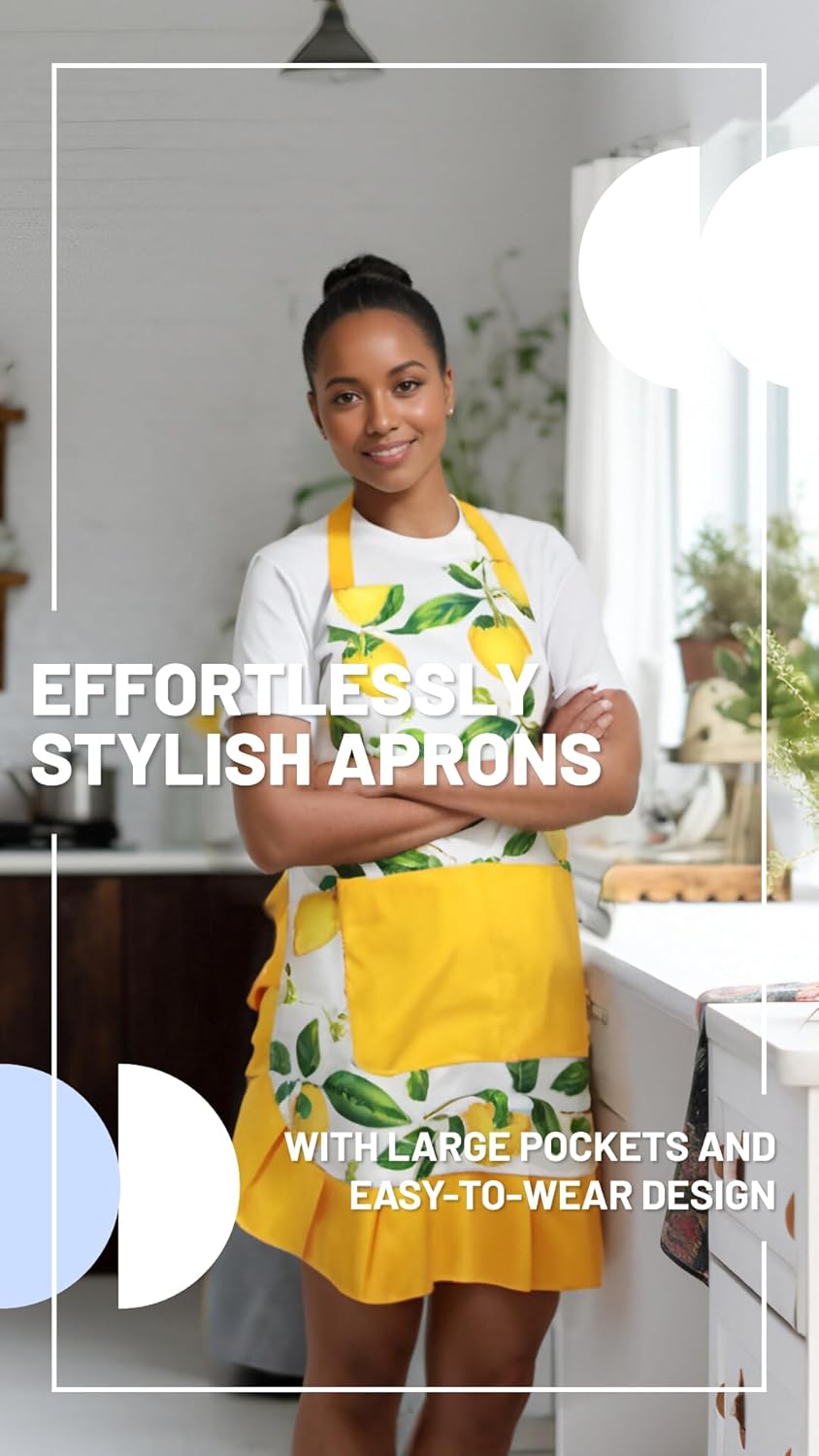 Vintage Floral Apron for Women with Functional Pockets Adjustable Neck