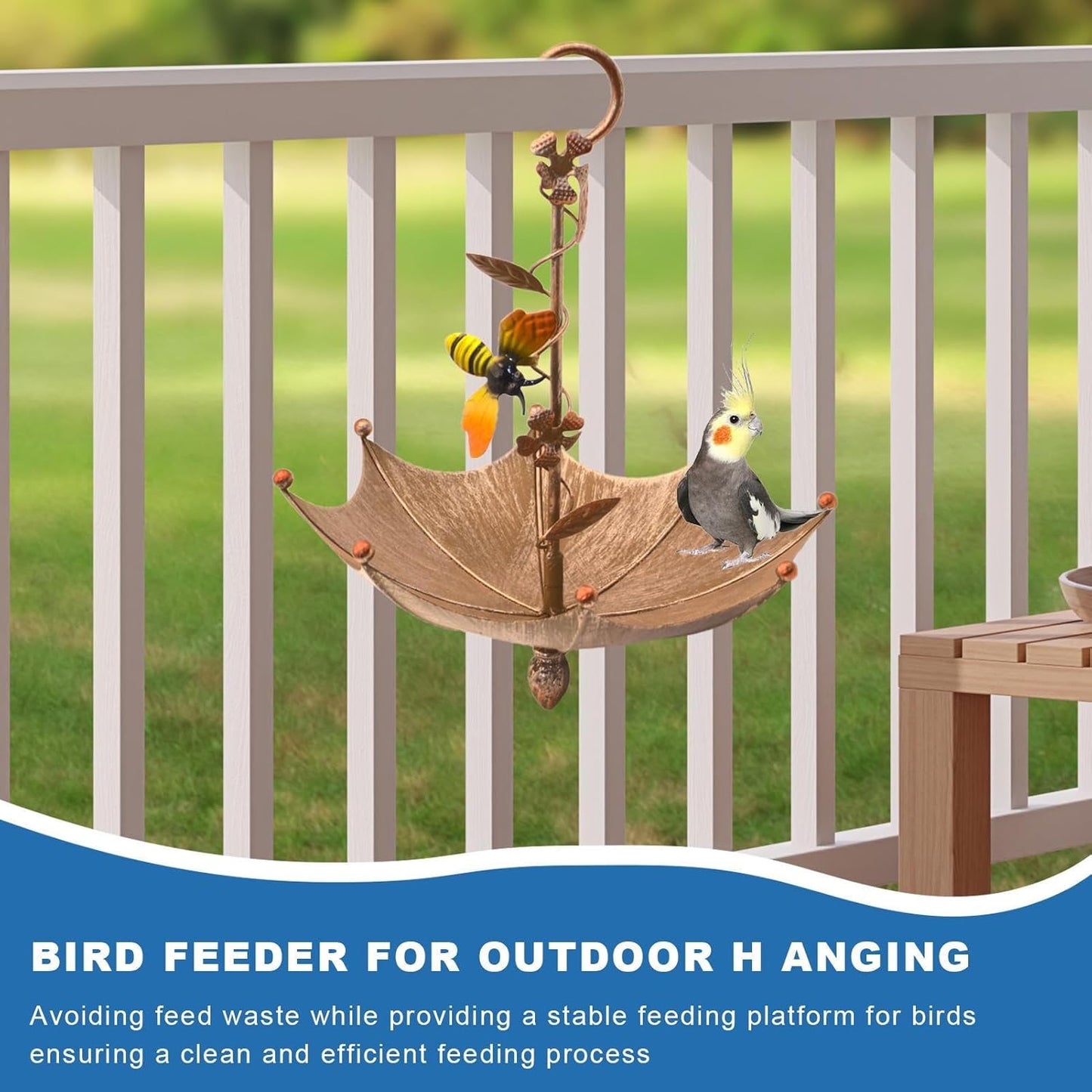 Bird Feeders - Hangable Umbrella Shaped Hummingbird Food Tray for Outd
