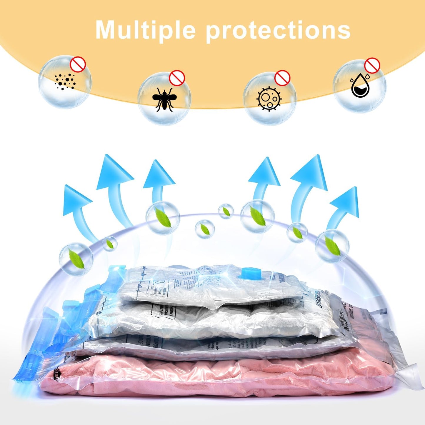 Travel Vacuum Bags Combo 6 Pack - Space Saver Vacuum Storage Bags for 
