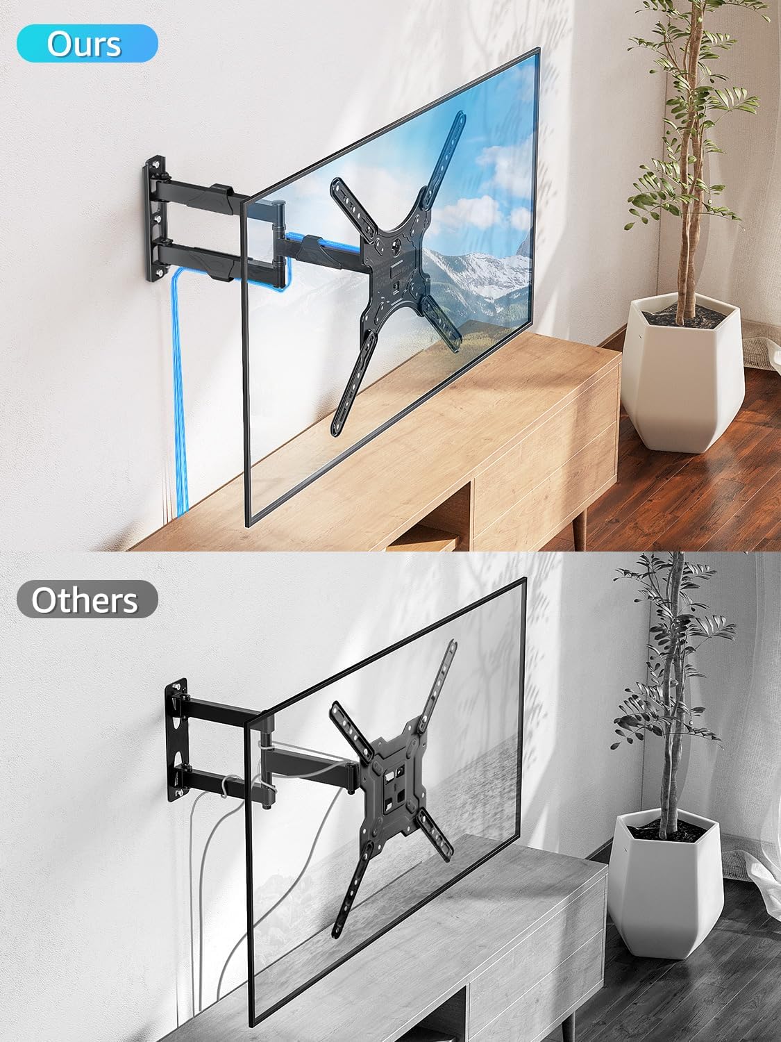 MOUNTUP Full Motion TV Wall Mount for Most 26-60 Inch TVs, Max VESA 400x400mm Wall Mount TV Bracket with Swivel Tilting Extension Level Adjustment for LED LCD Flat Curved TVs Up to 77 LBS, MU0018
