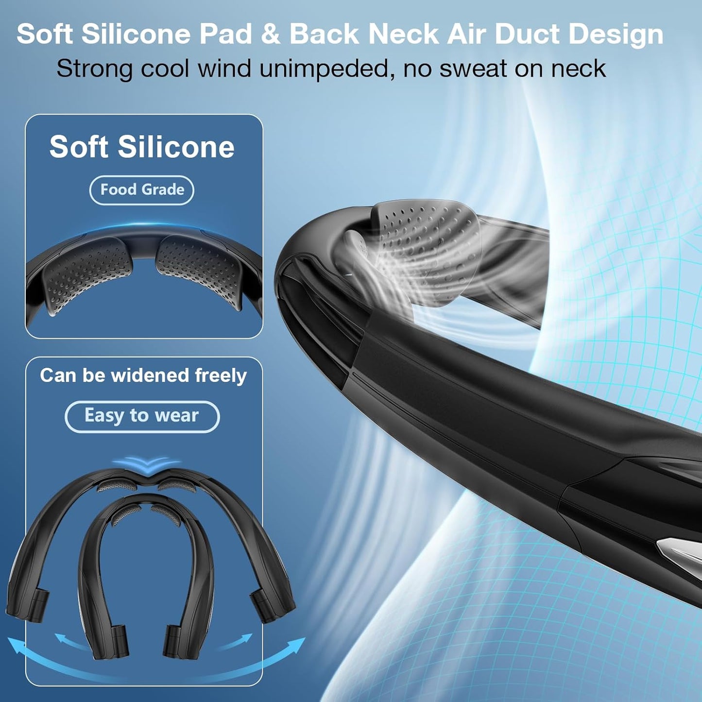 AI Neck Fan, 6 Speeds Adjustable Portable Personal Fan Rechargeable, Faster Cooling Wearable Fan, Ultra Quiet for Home, Office, Travel, Outdoor