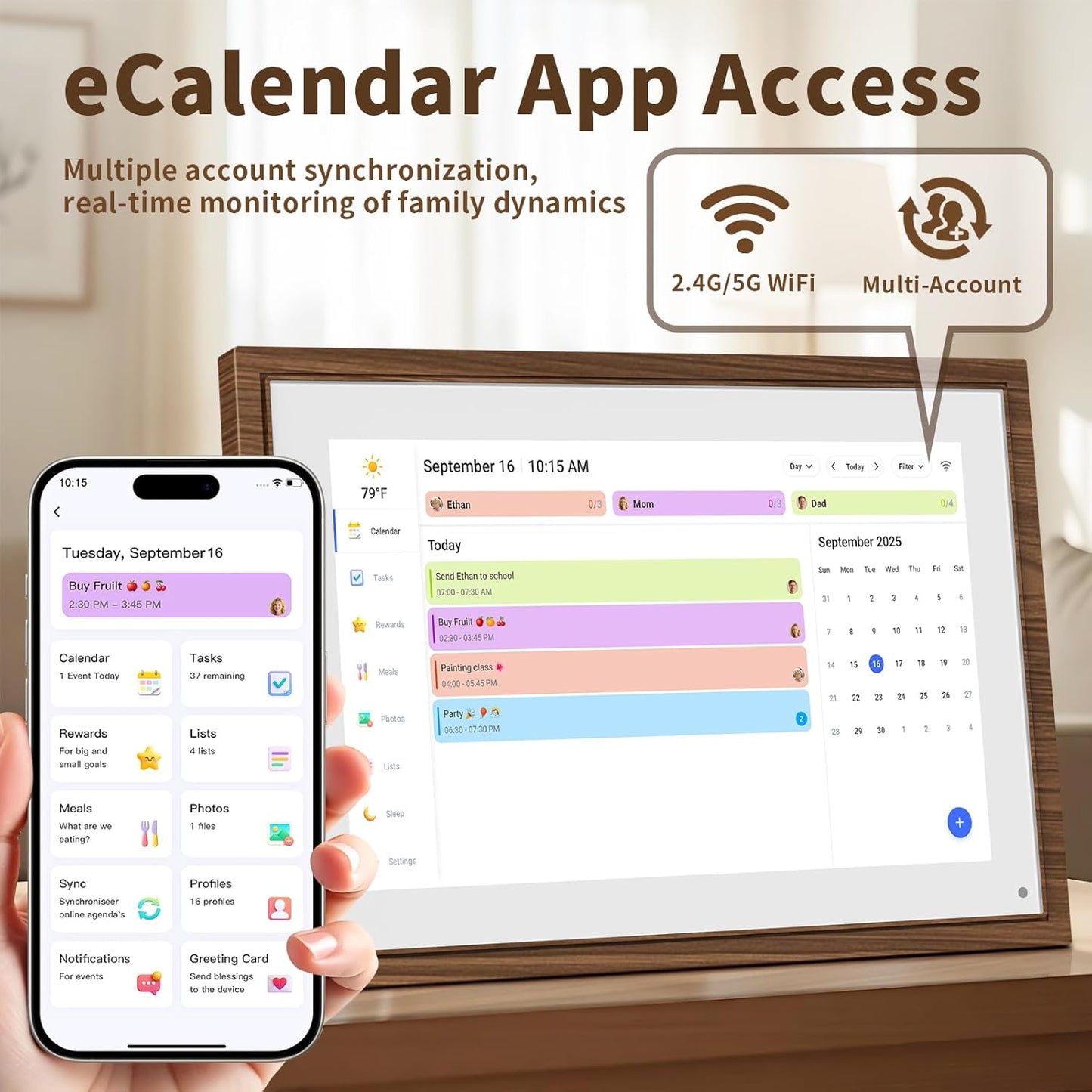 10.1 Inch Digital Calendar Chore Chart with Touchscreen - Full HD Inte