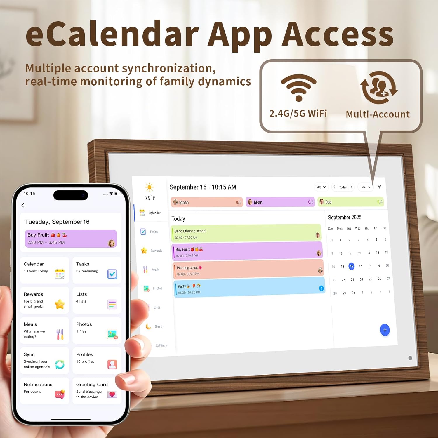 10.1 Inch Digital Calendar Chore Chart with Touchscreen - Full HD Inte