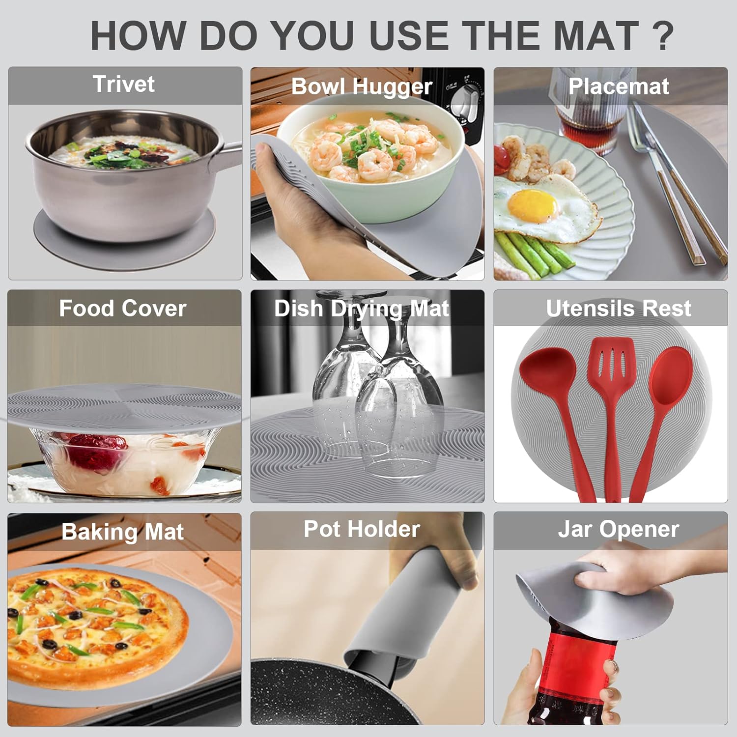 2 in 1, Aidacom Microwave Place Mat & Food Cover- Mat as Bowl Holder, 