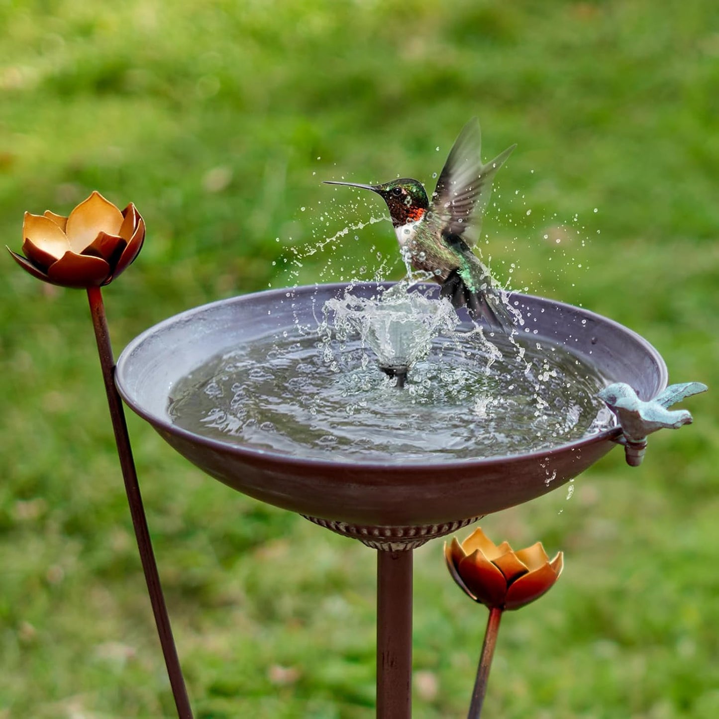 Diam 11.4" W x 32.3" H Cast Iron Pedestal Bird Bath, Bird Baths for Outdoors,Vintage Metal Bird Bath Garden Yard Decoration
