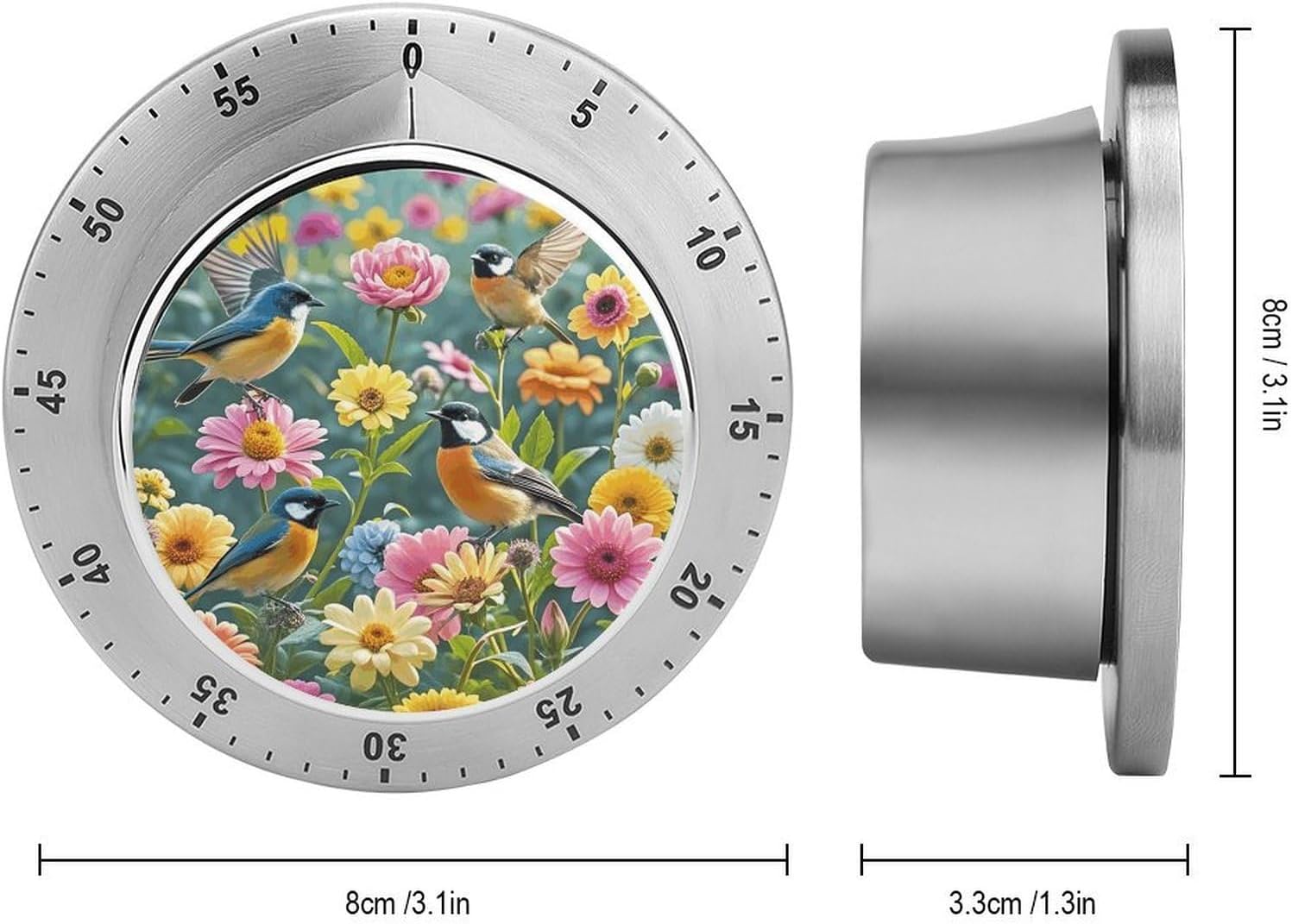 Garden with Birds and Flowers Timer Stainless Digital Visual Timer Exq