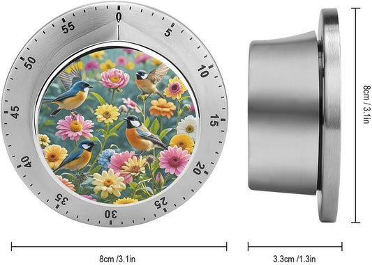 Garden with Birds and Flowers Timer Stainless Digital Visual Timer Exq