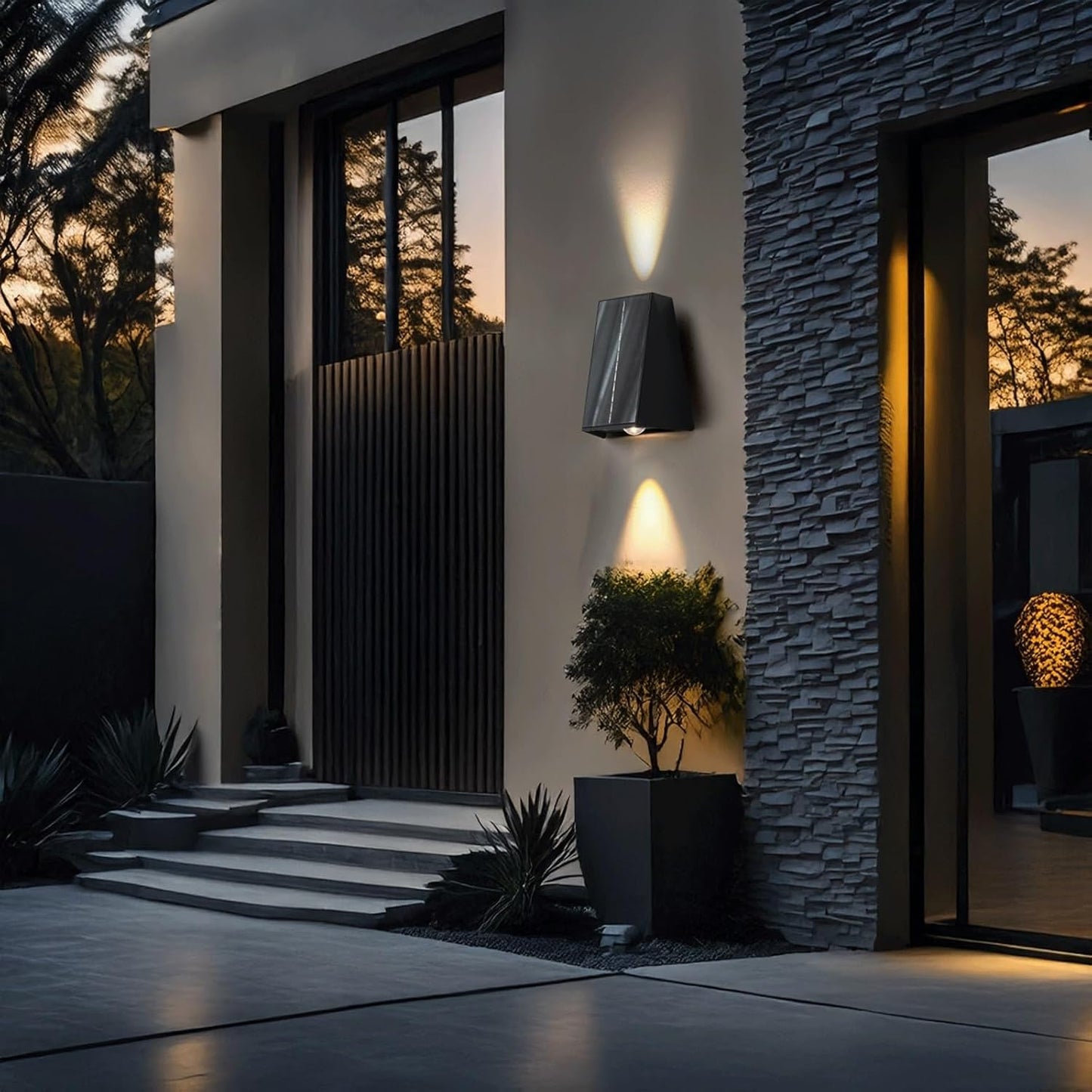 Outdoor Wall Sconce, Exterior Wall Light, Wall Lamp, Up Down Solar Motion Sensor Fixture for Garden Fence Patio Yard Garage Deck House Entryway Villa Facade Gate Driveway Cottage
