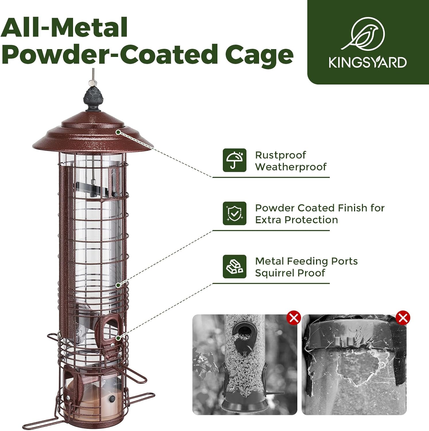 Kingsyard Squirrel Proof Bird Feeders for Outdoors with Weight-Activat